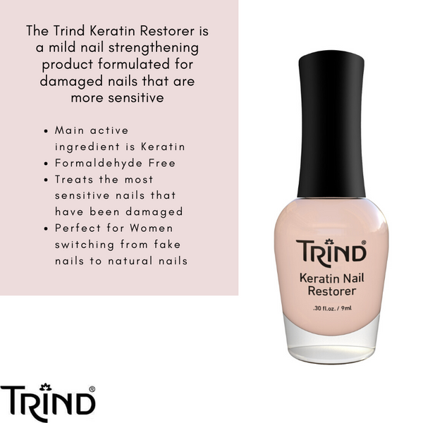 Trind Keratin Nail Restorer - Bare Nail Finish Strengthener - Formaldehyde Free